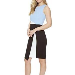 Calvin Klein Chic Faux Wrap Colorblock Sheath Sleeveless Dress Size 6 Lined